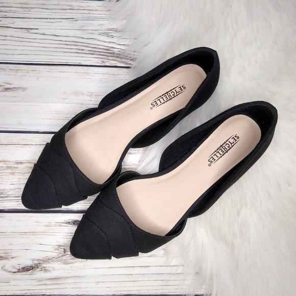 Anthropologie Shoes - ANTHRO SEYCHELLES BLACK CANVAS POINT TOE FLATS 7.5